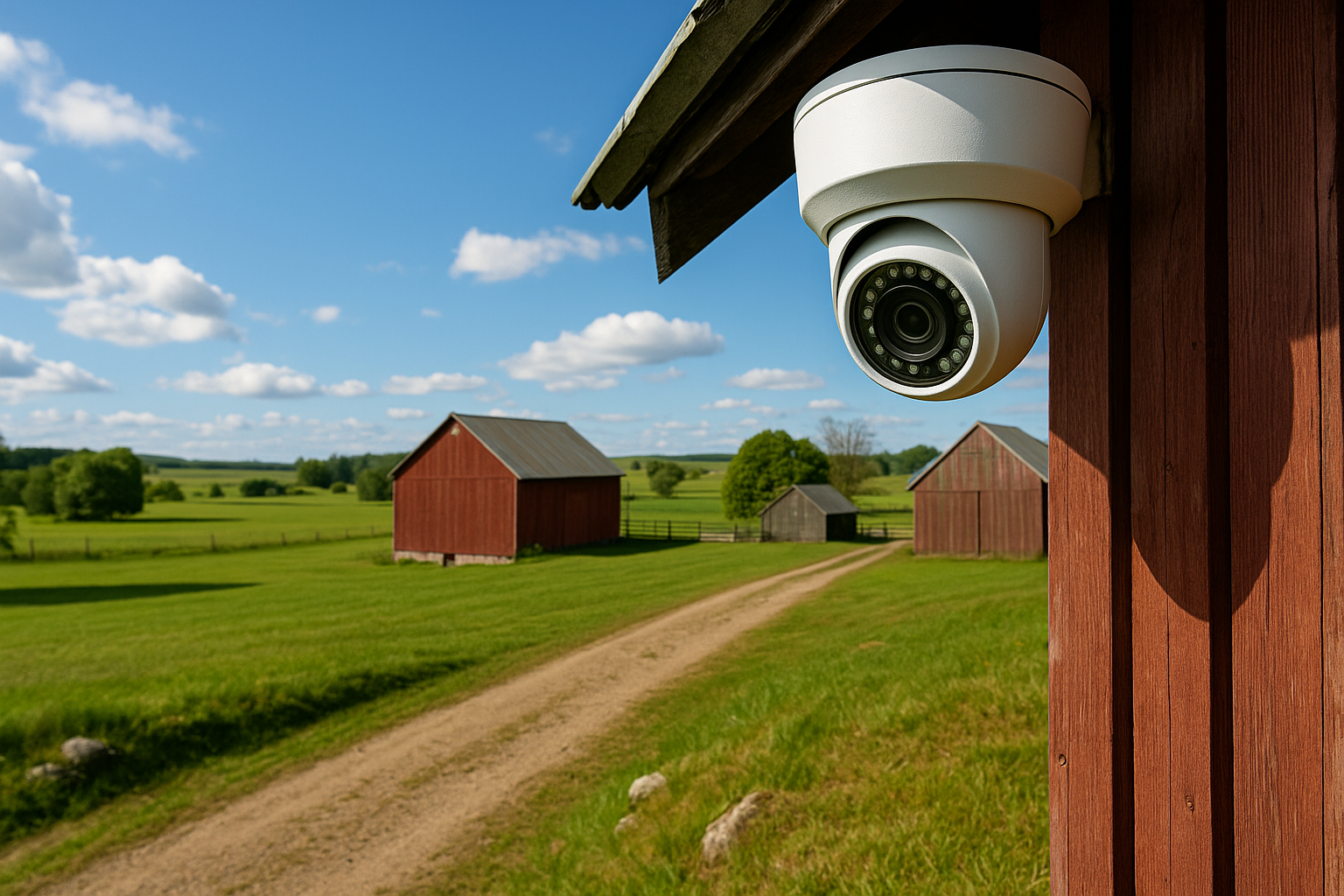 Farm with security cameras installed