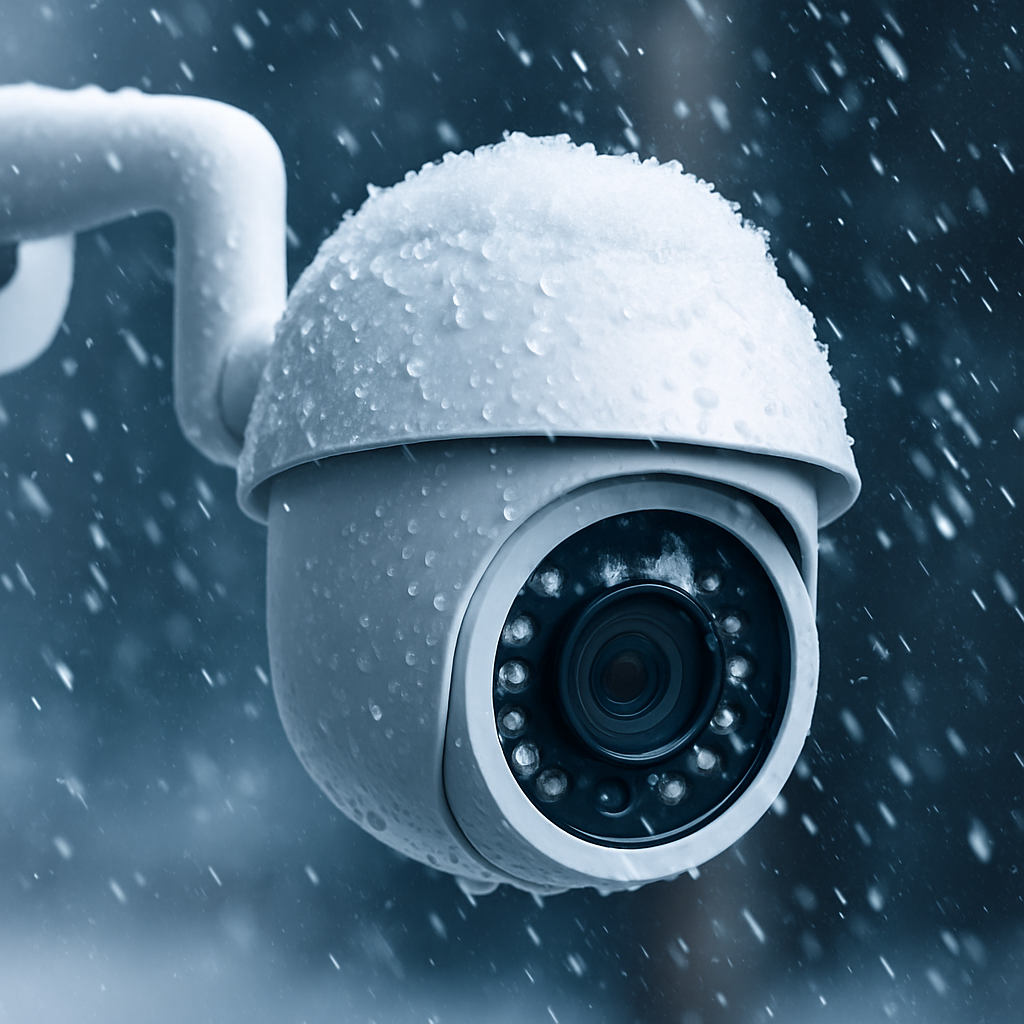 Weatherproof camera in the snow